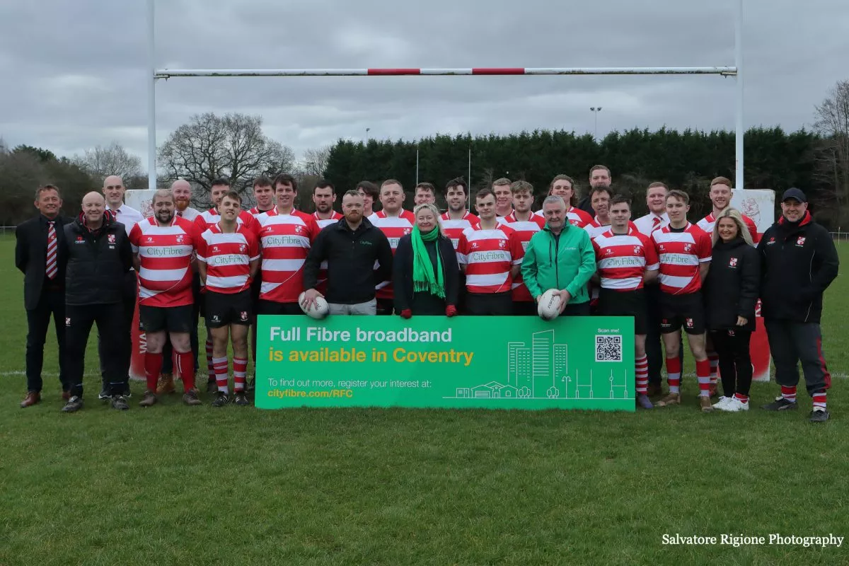 City Fibre represtatives with the Earlsdon Rugby FC team