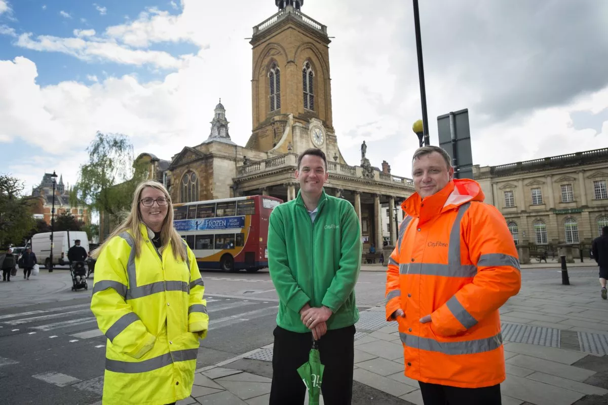 CityFibre in Northampton, outside the town hall
